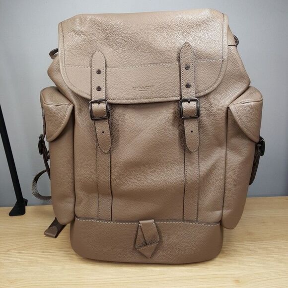 Coach Other - COACH Mens Hitch Backpack Pebbled Leather Suede Lining in Dark Stone
